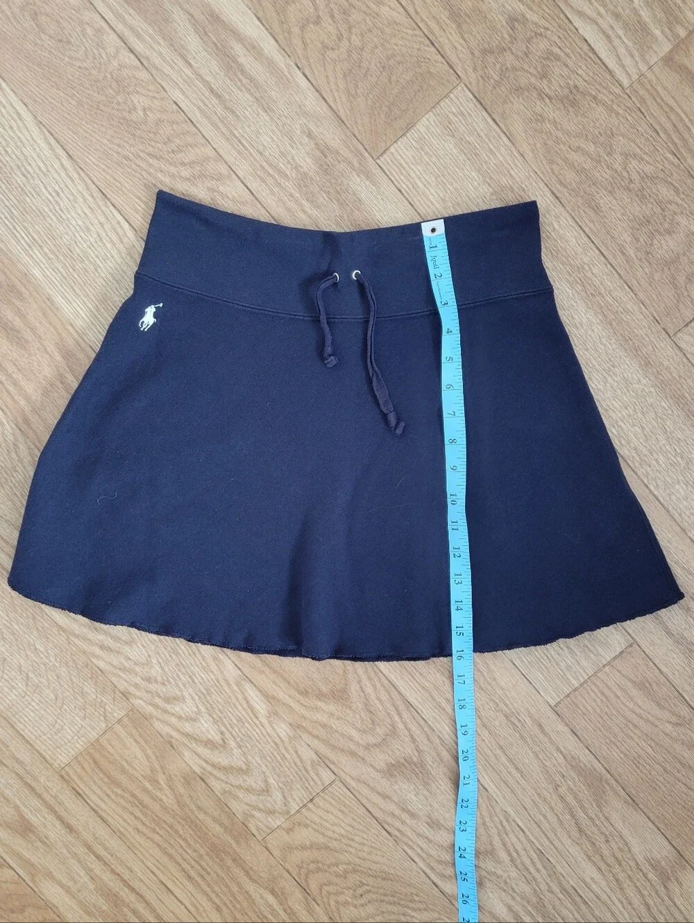Polo Ralph Lauren Fleece Drawstring A-line Mini Skirt In Dark Navy